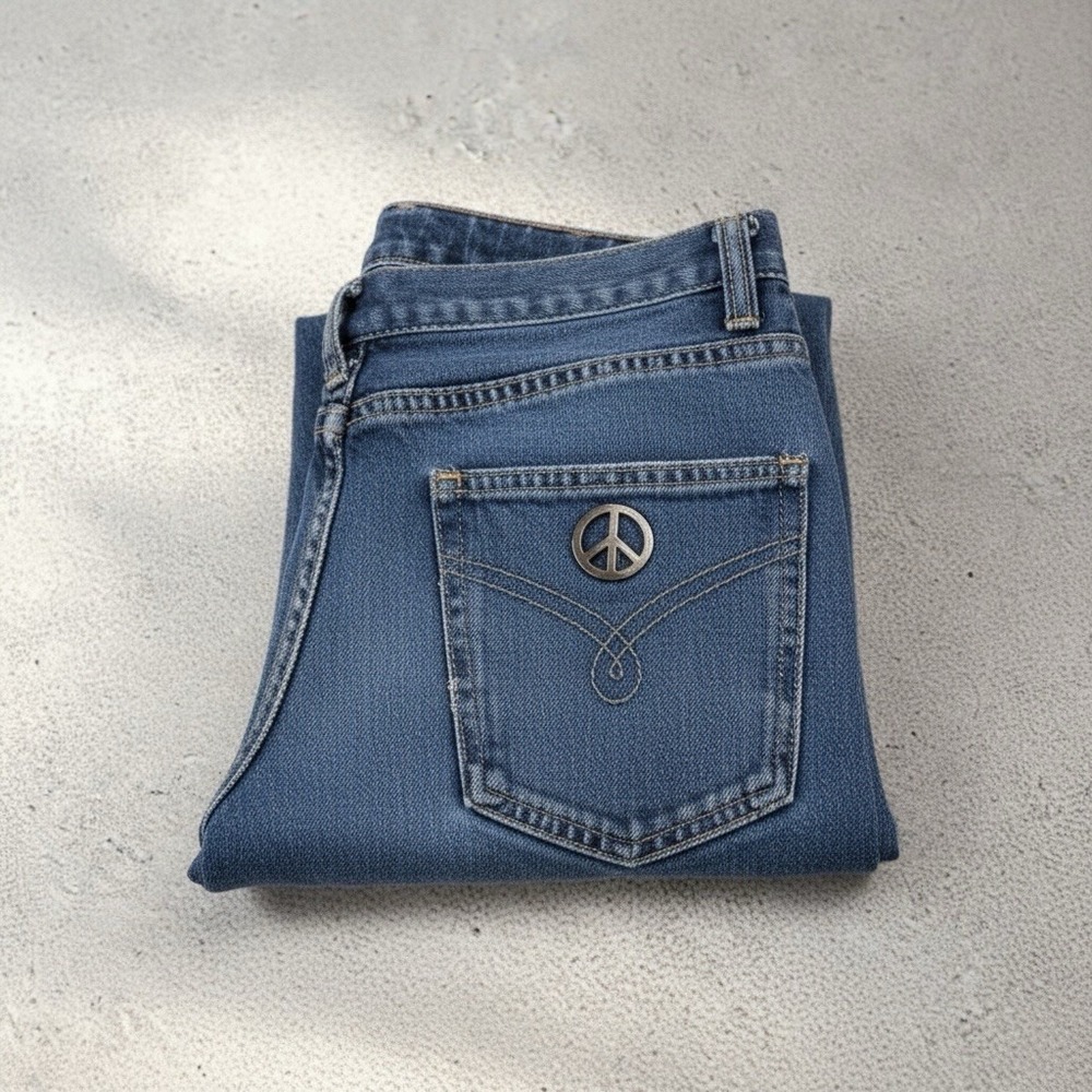MOSCHINO Vintage Jeans Peace Sign Pocket‎ Straight Leg Sz 27